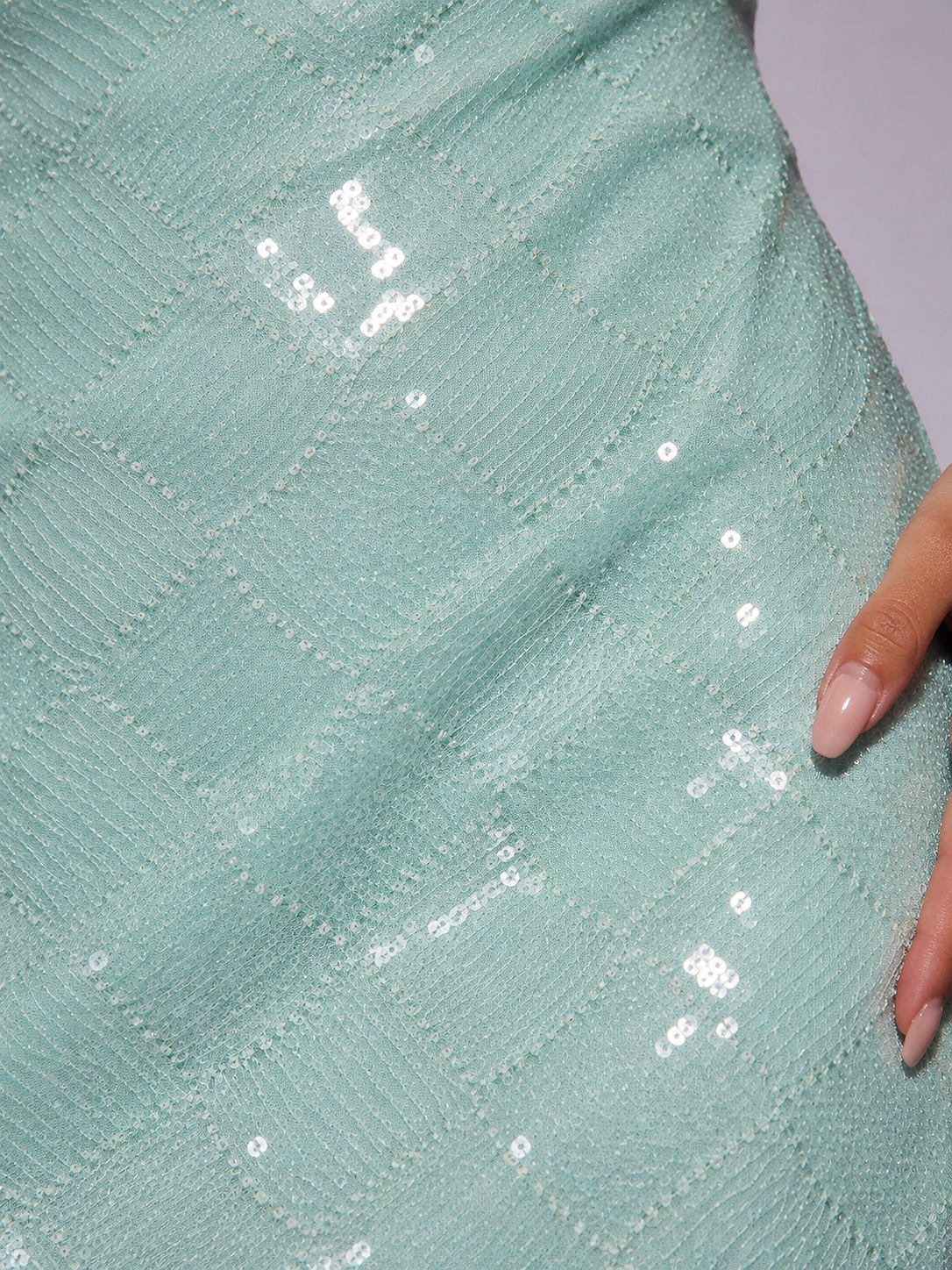 Mint Green Sequin Strapless Mini Dress