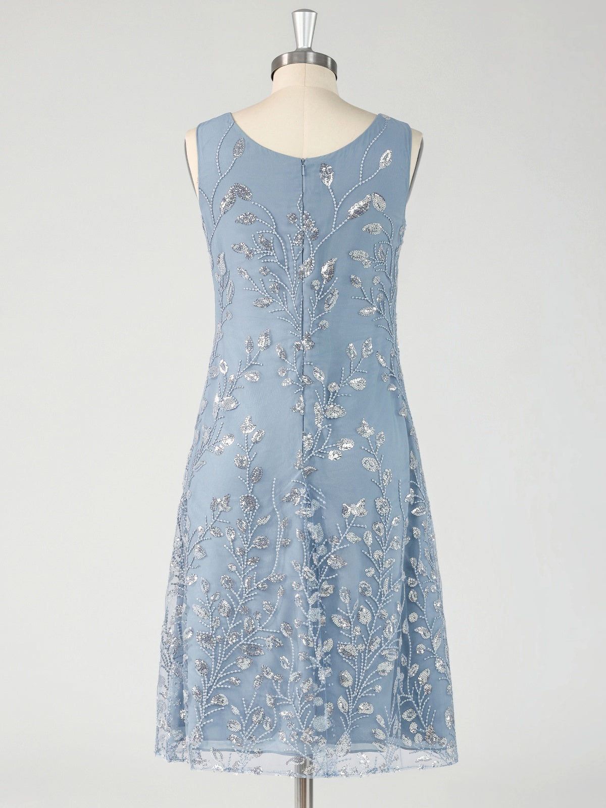 Dusty Blue Applique Mother of the Bride Dress with Cape Overlay