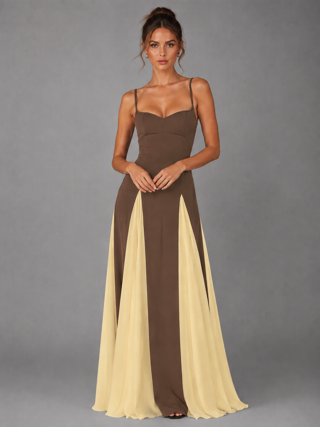 Burgundy and Blue Spaghetti Strap Maxi Dress