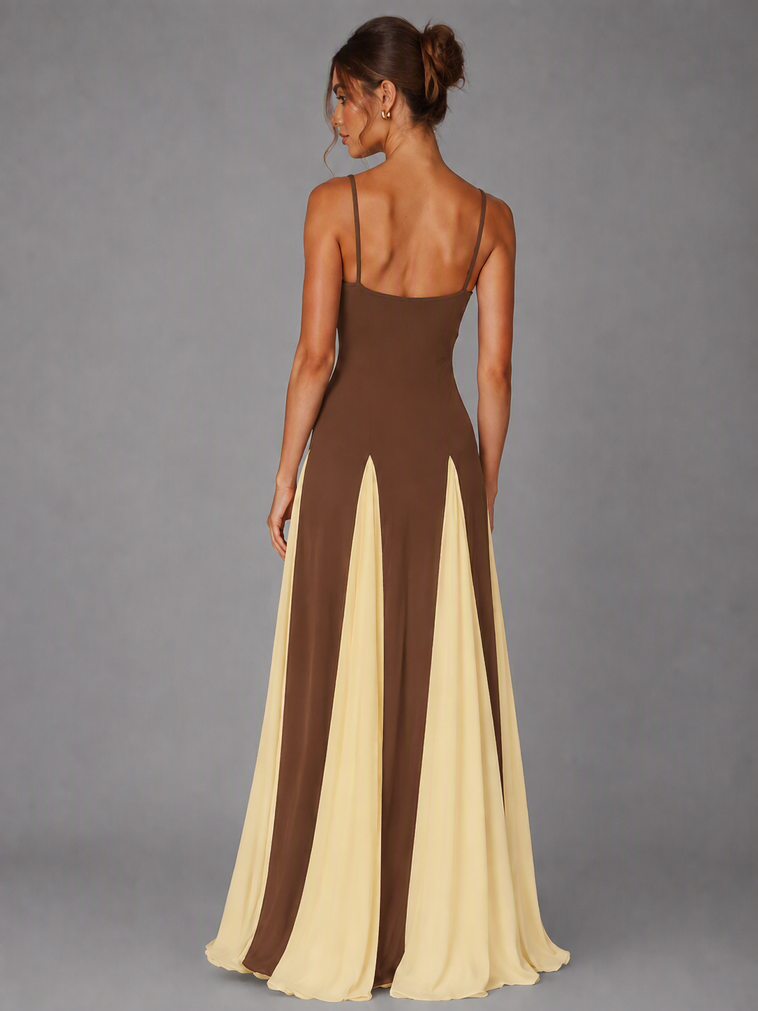 Burgundy and Blue Spaghetti Strap Maxi Dress