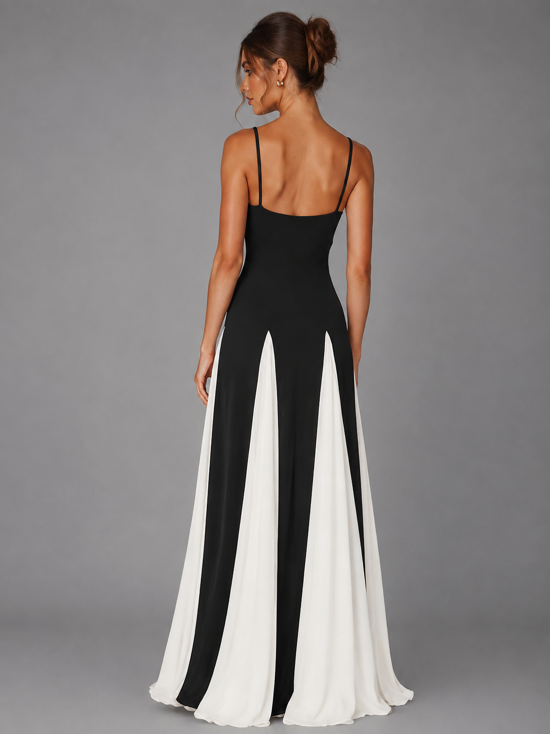 Black and White Spaghetti Strap Maxi Dress