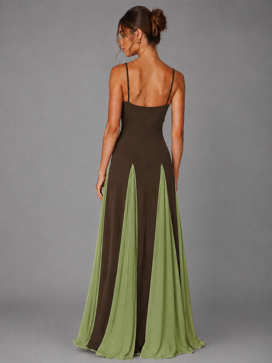 Burgundy and Blue Spaghetti Strap Maxi Dress