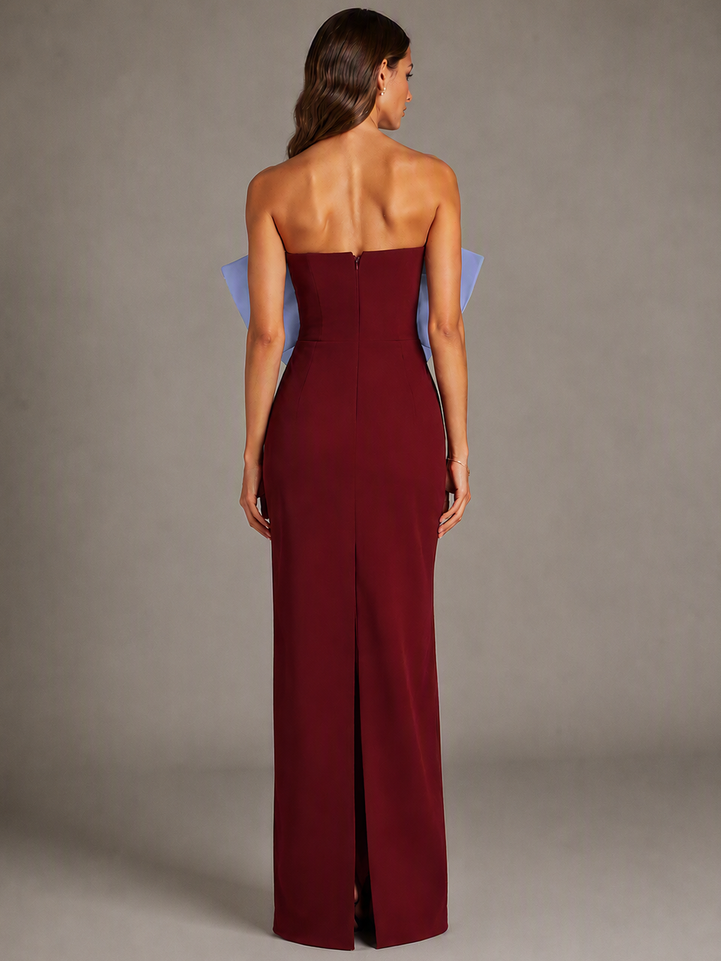 Brown and Yellow Bow Detail Maxi Dress