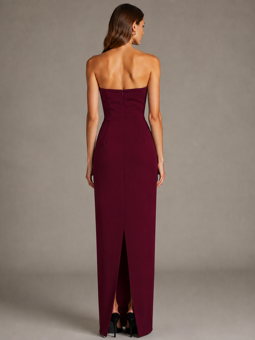 Brown and Yellow Sheath Maxi Dress with Bow