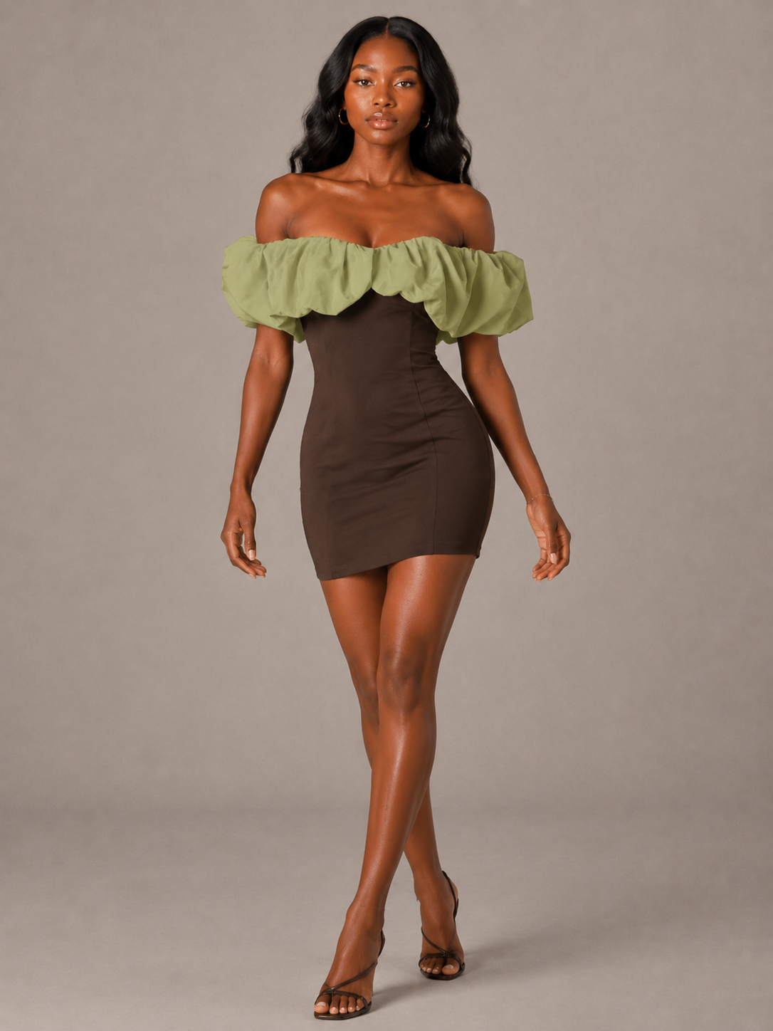 Black and White Satin Off Shoulder Mini Dress