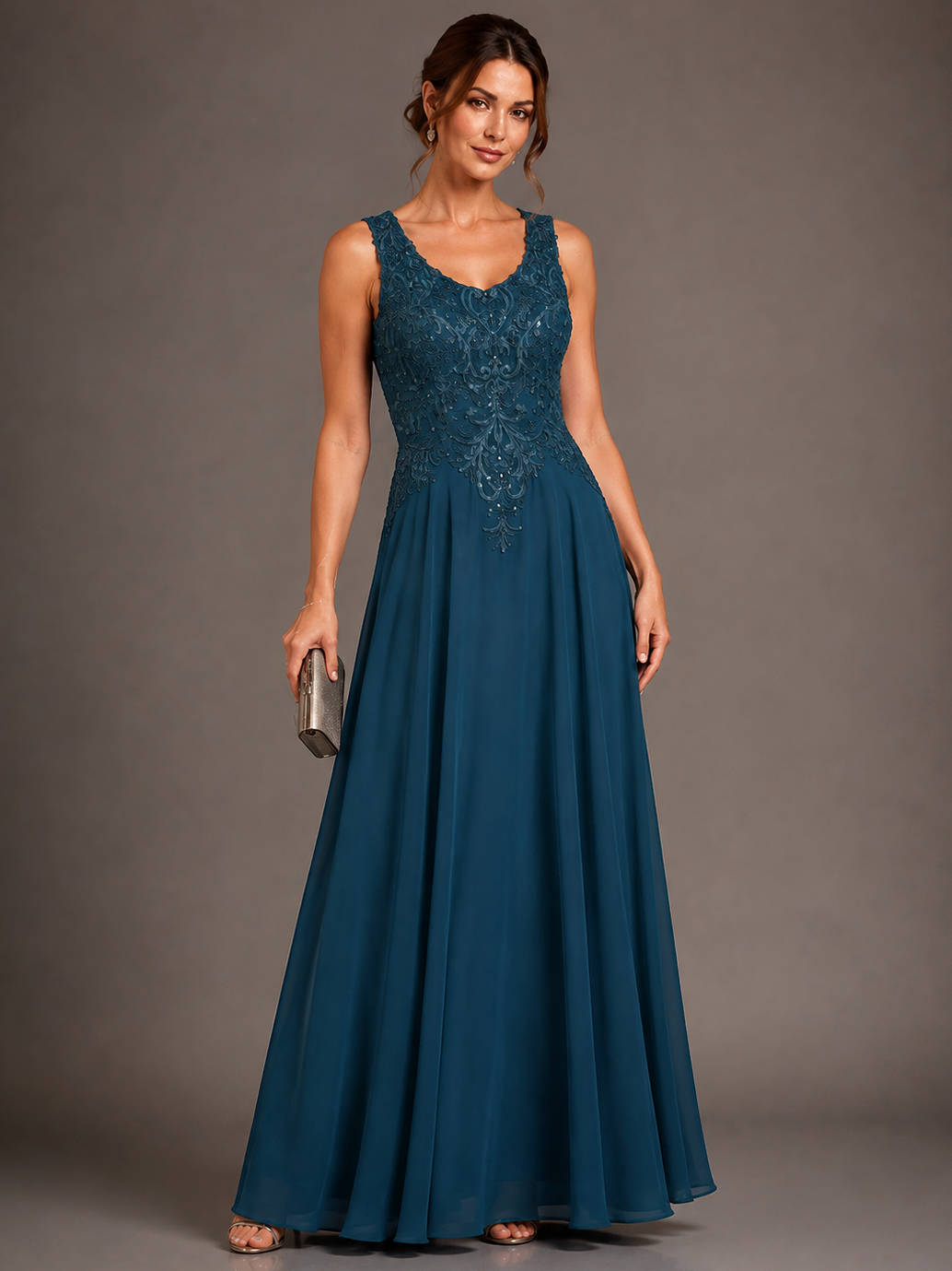 Peacock 2 Pieces Lace Applique Mother of The Bride Dress