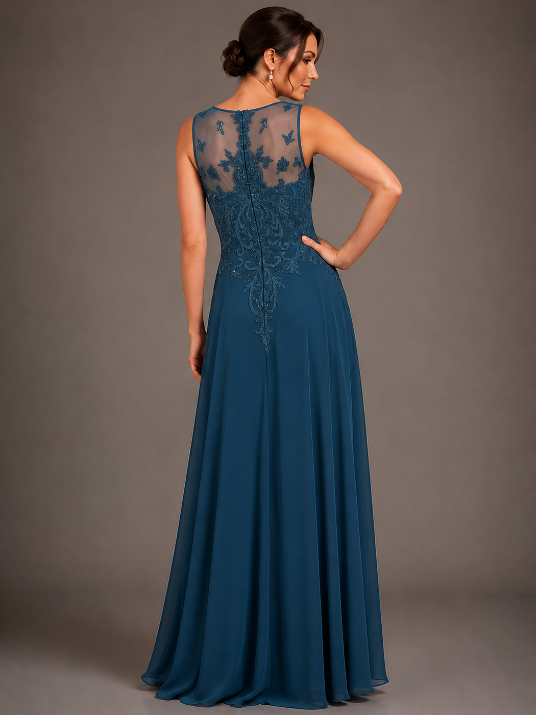 Peacock 2 Pieces Lace Applique Mother of The Bride Dress