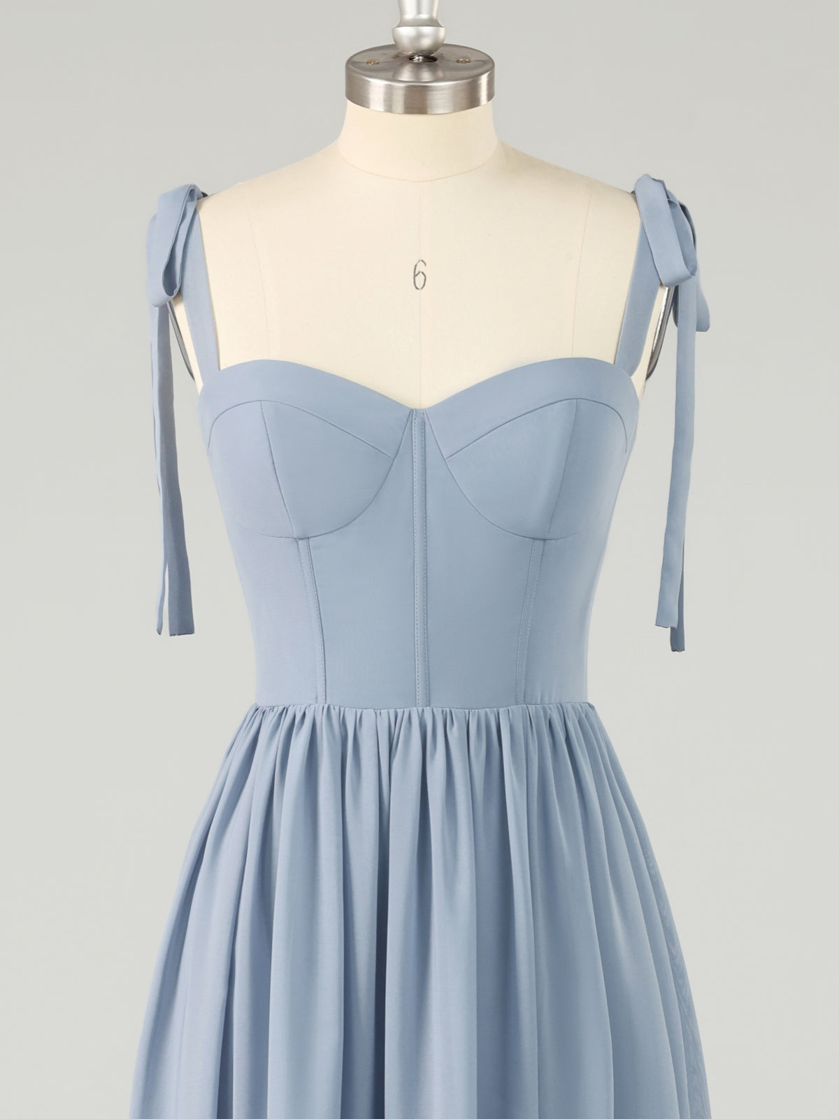 Dusty Blue Spaghetti Strap Maxi Dress with Ruffles